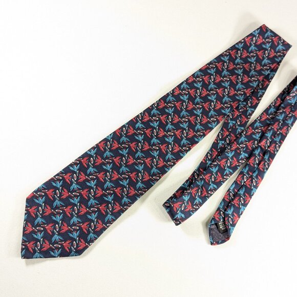 Christian Dior Monsieur Necktie, All silk Blue red pattern neck tie - Picture 4 of 11